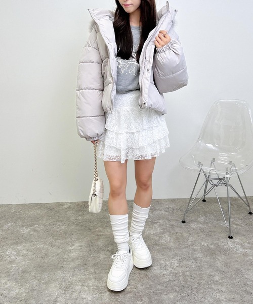 INGNI（イング）の「エコファー取り外し中綿ジャケット（ダウンジャケット/コート・レディース・オフホワイト/グレー系その他/ブラック・M）」の20枚目の写真