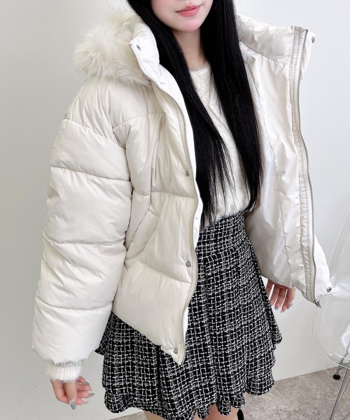 INGNI（イング）の「エコファー取り外し中綿ジャケット（ダウンジャケット/コート・レディース・オフホワイト/グレー系その他/ブラック・M）」の22枚目の写真