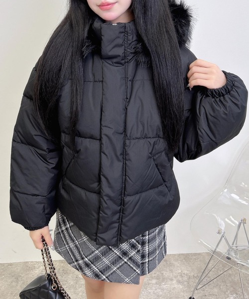 INGNI（イング）の「エコファー取り外し中綿ジャケット（ダウンジャケット/コート・レディース・オフホワイト/グレー系その他/ブラック・M）」の17枚目の写真