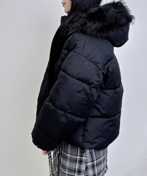 INGNI（イング）の「エコファー取り外し中綿ジャケット（ダウンジャケット/コート・レディース・オフホワイト/グレー系その他/ブラック・M）」の15枚目の写真