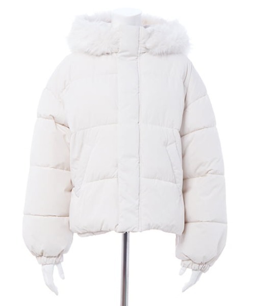 INGNI（イング）の「エコファー取り外し中綿ジャケット（ダウンジャケット/コート・レディース・オフホワイト/グレー系その他/ブラック・M）」の11枚目の写真