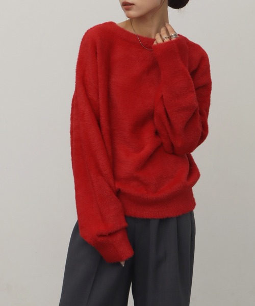 NOGLE(ノグル)の「【NOGLE/ノグル】オフショルミニシャギーVネックニット(ニット/セーター・レディース・ブラック/アイボリー/レッド/ブルー・FREE)」の7枚目の写真