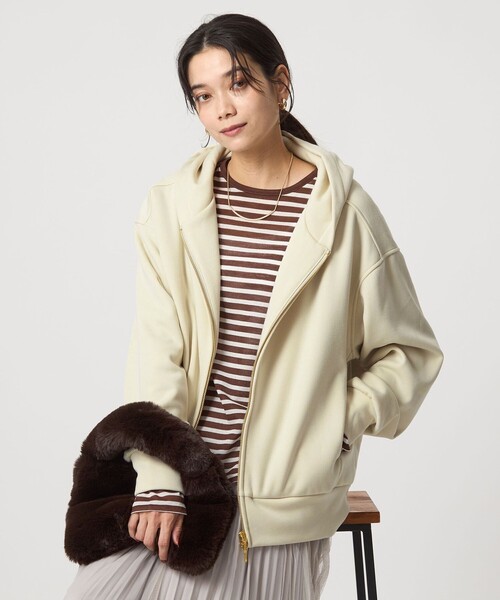 green label relaxing(グリーンレーベルリラクシング)の「ウラキモウ ジップ フーディー(パーカー・レディース・ブラック/ナチュラル/グレー・FREE)」の3枚目の写真