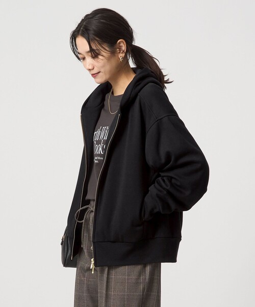 green label relaxing(グリーンレーベルリラクシング)の「ウラキモウ ジップ フーディー(パーカー・レディース・ブラック/ナチュラル/グレー・FREE)」の6枚目の写真