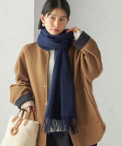 SHIPS(シップス)の「ウール カシミヤ ウォッシャブル ストール(マフラー・レディース・ブルー/ネイビー/ライトブルー/レッド/ピンク/オフホワイト・ONE SIZE)」の8枚目の写真