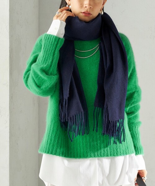 SHIPS(シップス)の「ウール カシミヤ ウォッシャブル ストール(マフラー・レディース・ブルー/ネイビー/ライトブルー/レッド/ピンク/オフホワイト・ONE SIZE)」の10枚目の写真