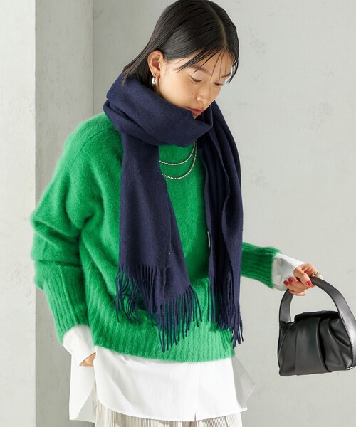 SHIPS(シップス)の「ウール カシミヤ ウォッシャブル ストール(マフラー・レディース・ブルー/ネイビー/ライトブルー/レッド/ピンク/オフホワイト・ONE SIZE)」の11枚目の写真