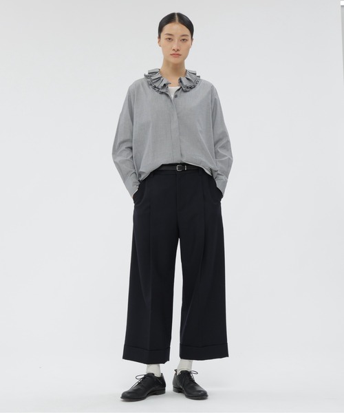 MARGARET HOWELL（マーガレットハウエル）の「COTTON END ON END（シャツ/ブラウス・レディース・グレー/ホワイト・1/2）」の7枚目の写真