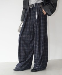 レディースのパンツ（ブルー・ネイビー/青色系・チェック柄