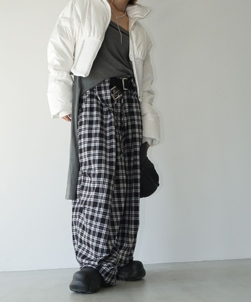 chuclla（チュクラ）の「ワイドタックチェックパンツ chw25a098