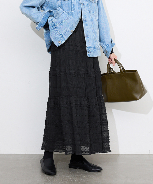 SLOBE IENA MAJOLICAティアプリーツスカート　black WEB限定/追加》MAJOLICAティアプリーツスカート（スカート）｜SLOBE