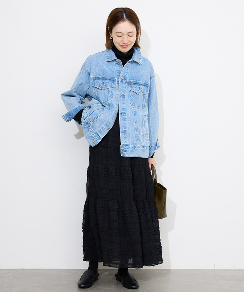 SLOBE IENA（スローブイエナ）の「《WEB限定/追加》MAJOLICAティアプリーツスカート（スカート・レディース・ブラック/ホワイト・FREE）」の3枚目の写真