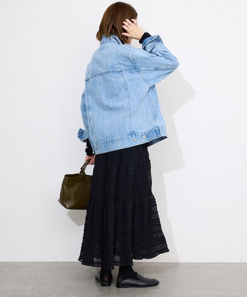 SLOBE IENA（スローブイエナ）の「《WEB限定/追加》MAJOLICAティアプリーツスカート（スカート・レディース・ブラック/ホワイト・FREE）」の5枚目の写真