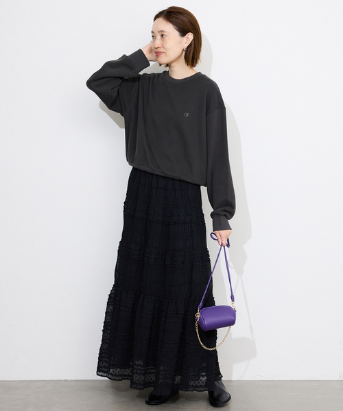 SLOBE IENA（スローブイエナ）の「《WEB限定/追加》MAJOLICAティアプリーツスカート（スカート・レディース・ブラック/ホワイト・FREE）」の7枚目の写真