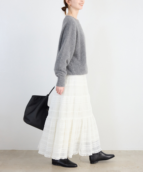 SLOBE IENA（スローブイエナ）の「《WEB限定/追加》MAJOLICAティアプリーツスカート（スカート・レディース・ブラック/ホワイト・FREE）」の14枚目の写真