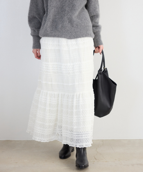 SLOBE IENA（スローブイエナ）の「《WEB限定/追加》MAJOLICAティアプリーツスカート（スカート・レディース・ブラック/ホワイト・FREE）」の16枚目の写真