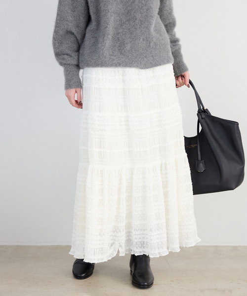 SLOBE IENA（スローブイエナ）の「《WEB限定/追加》MAJOLICAティアプリーツスカート（スカート・レディース・ブラック/ホワイト・FREE）」の17枚目の写真