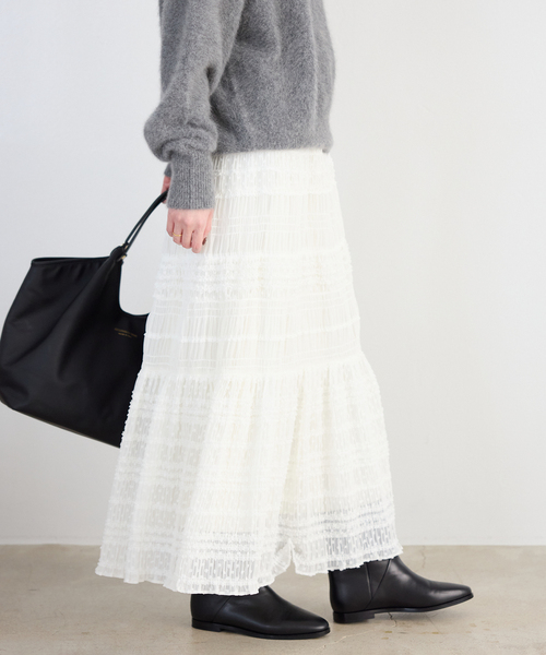 SLOBE IENA（スローブイエナ）の「《WEB限定/追加》MAJOLICAティアプリーツスカート（スカート・レディース・ブラック/ホワイト・FREE）」の18枚目の写真