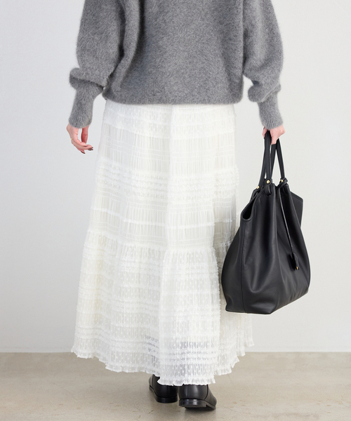 SLOBE IENA（スローブイエナ）の「《WEB限定/追加》MAJOLICAティアプリーツスカート（スカート・レディース・ブラック/ホワイト・FREE）」の19枚目の写真