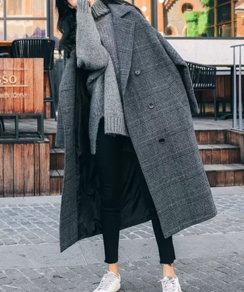 CADBURY(キャドバリー)の「チェック柄チェスターコート(チェスターコート・レディース・グレー・SMALL/MEDIUM/LARGE/X-LARGE)」の2枚目の写真