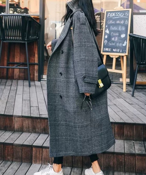 CADBURY(キャドバリー)の「チェック柄チェスターコート(チェスターコート・レディース・グレー・SMALL/MEDIUM/LARGE/X-LARGE)」の3枚目の写真