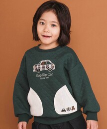 SLAP SLIP（スラップスリップ）の「クマアニマル刺しゅうポケット付き長袖トレーナー(80~130cm)（スウェット・キッズ）」