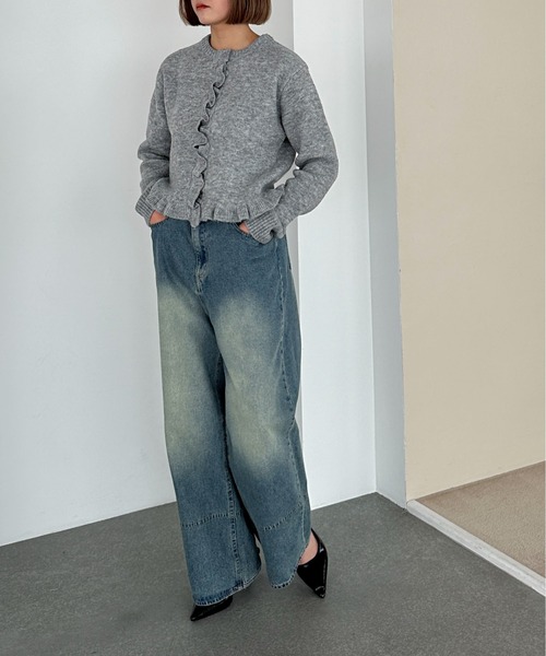 PILIT(ピリット)の「フリルカーディガン(カーディガン/ボレロ・レディース・グレー/チャコールグレー/グレイッシュベージュ・MEDIUM)」の18枚目の写真