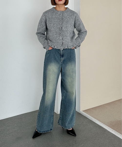 PILIT(ピリット)の「フリルカーディガン(カーディガン/ボレロ・レディース・グレー/チャコールグレー/グレイッシュベージュ・MEDIUM)」の10枚目の写真