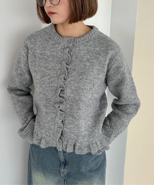 PILIT(ピリット)の「フリルカーディガン(カーディガン/ボレロ・レディース・グレー/チャコールグレー/グレイッシュベージュ・MEDIUM)」の9枚目の写真