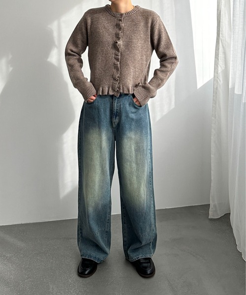 PILIT(ピリット)の「フリルカーディガン(カーディガン/ボレロ・レディース・グレー/チャコールグレー/グレイッシュベージュ・MEDIUM)」の6枚目の写真