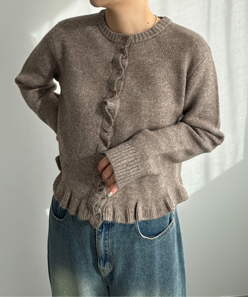 PILIT(ピリット)の「フリルカーディガン(カーディガン/ボレロ・レディース・グレー/チャコールグレー/グレイッシュベージュ・MEDIUM)」の5枚目の写真