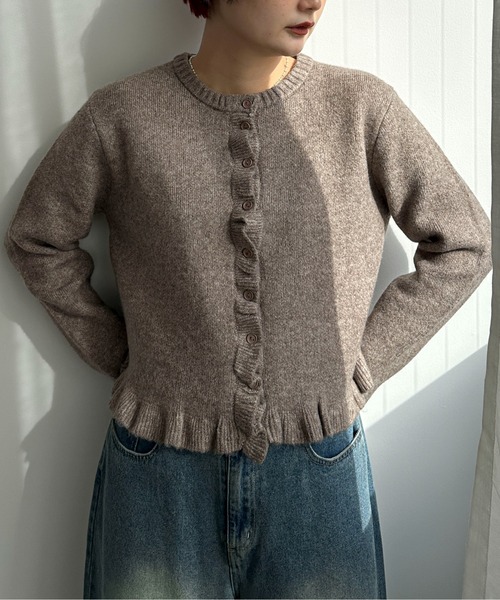 PILIT(ピリット)の「フリルカーディガン(カーディガン/ボレロ・レディース・グレー/チャコールグレー/グレイッシュベージュ・MEDIUM)」の4枚目の写真