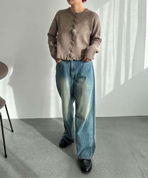 PILIT(ピリット)の「フリルカーディガン(カーディガン/ボレロ・レディース・グレー/チャコールグレー/グレイッシュベージュ・MEDIUM)」の8枚目の写真