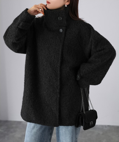 Riberry（リベリー）の「ミドル丈スタンドカラーコート（その他アウター・レディース・ブラック/ダークブラウン/グレー・MEDIUM）」の17枚目の写真