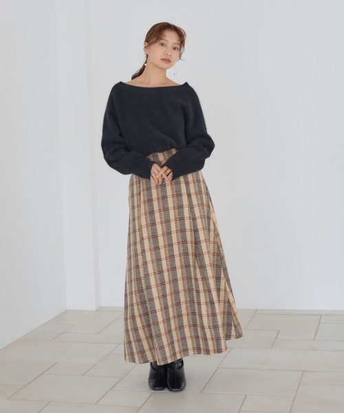 Andemiu（アンデミュウ）の「チェックジャガードフレアスカート603896（スカート・レディース・ベージュ/ブラック・FREE）」の20枚目の写真
