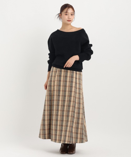 Andemiu（アンデミュウ）の「チェックジャガードフレアスカート603896（スカート・レディース・ベージュ/ブラック・FREE）」の15枚目の写真
