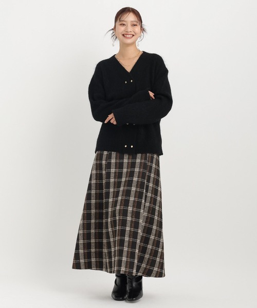 Andemiu（アンデミュウ）の「チェックジャガードフレアスカート603896（スカート・レディース・ベージュ/ブラック・FREE）」の17枚目の写真