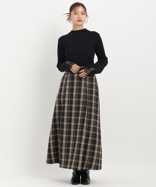 Andemiu（アンデミュウ）の「チェックジャガードフレアスカート603896（スカート・レディース・ベージュ/ブラック・FREE）」の18枚目の写真