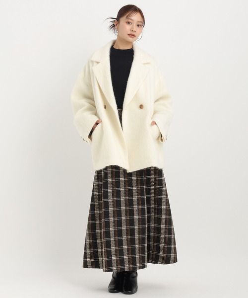 Andemiu（アンデミュウ）の「チェックジャガードフレアスカート603896（スカート・レディース・ベージュ/ブラック・FREE）」の19枚目の写真
