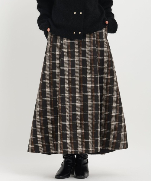 Andemiu（アンデミュウ）の「チェックジャガードフレアスカート603896（スカート・レディース・ベージュ/ブラック・FREE）」の8枚目の写真
