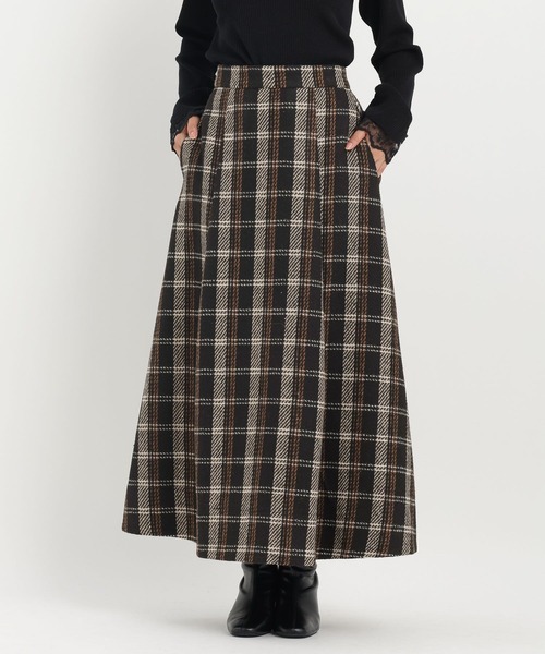 Andemiu（アンデミュウ）の「チェックジャガードフレアスカート603896（スカート・レディース・ベージュ/ブラック・FREE）」の9枚目の写真