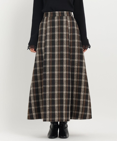 Andemiu（アンデミュウ）の「チェックジャガードフレアスカート603896（スカート・レディース・ベージュ/ブラック・FREE）」の10枚目の写真