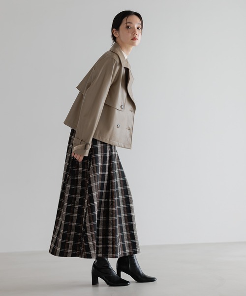 Andemiu（アンデミュウ）の「チェックジャガードフレアスカート603896（スカート・レディース・ベージュ/ブラック・FREE）」の22枚目の写真