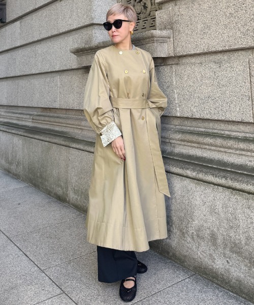 JENNE(ジェンヌ)の「シャンブレートレンチコート(撥水生地)(その他アウター・レディース・ベージュ/スモーク・LARGE/MEDIUM/SMALL/X-LARGE)」の11枚目の写真