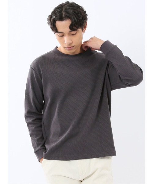 TAKA-Q(タカキュー)の「【ロンT インナー】タカキュー ウェーブジャガード クルーネック長袖Tシャツ(Tシャツ/カットソー・メンズ・グレー系その他2/ボルドー/ネイビー/ライトグレー・MEDIUM/LARGE/X-LARGE)」の4枚目の写真
