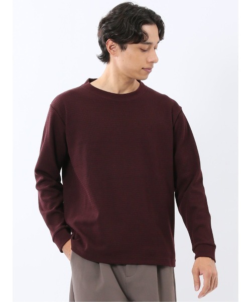 TAKA-Q(タカキュー)の「【ロンT インナー】タカキュー ウェーブジャガード クルーネック長袖Tシャツ(Tシャツ/カットソー・メンズ・グレー系その他2/ボルドー/ネイビー/ライトグレー・MEDIUM/LARGE/X-LARGE)」の2枚目の写真