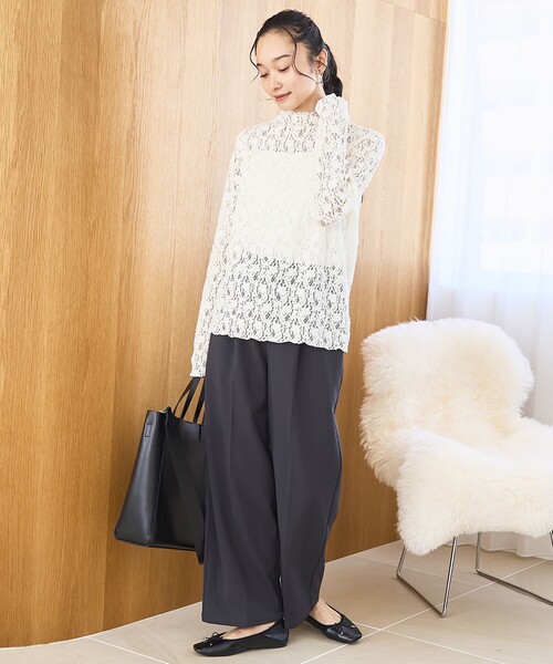 coen（コーエン）の「カットレース タートルネックトップス（Tシャツ/カットソー・レディース・オフホワイト/ブラック・M/L）」の19枚目の写真