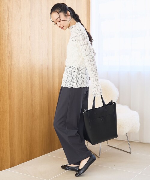 coen（コーエン）の「カットレース タートルネックトップス（Tシャツ/カットソー・レディース・オフホワイト/ブラック・M/L）」の3枚目の写真