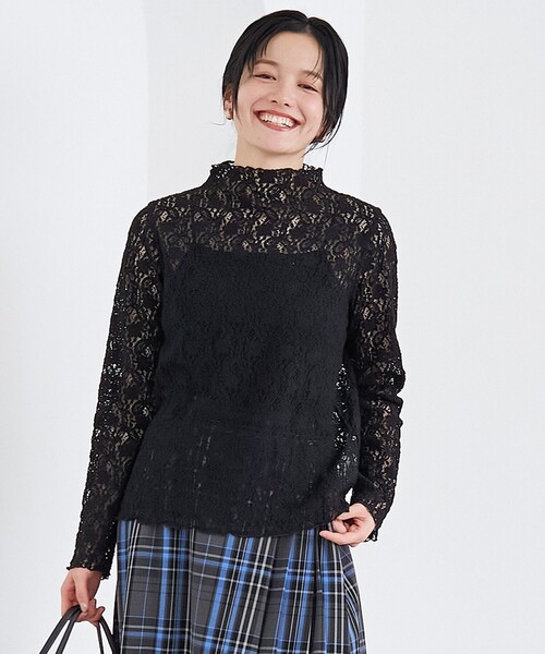 coen（コーエン）の「カットレース タートルネックトップス（Tシャツ/カットソー・レディース・オフホワイト/ブラック・M/L）」の7枚目の写真