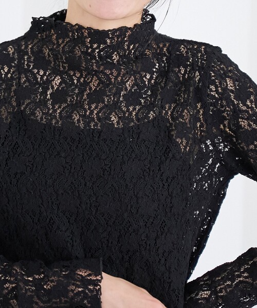 coen（コーエン）の「カットレース タートルネックトップス（Tシャツ/カットソー・レディース・オフホワイト/ブラック・M/L）」の11枚目の写真